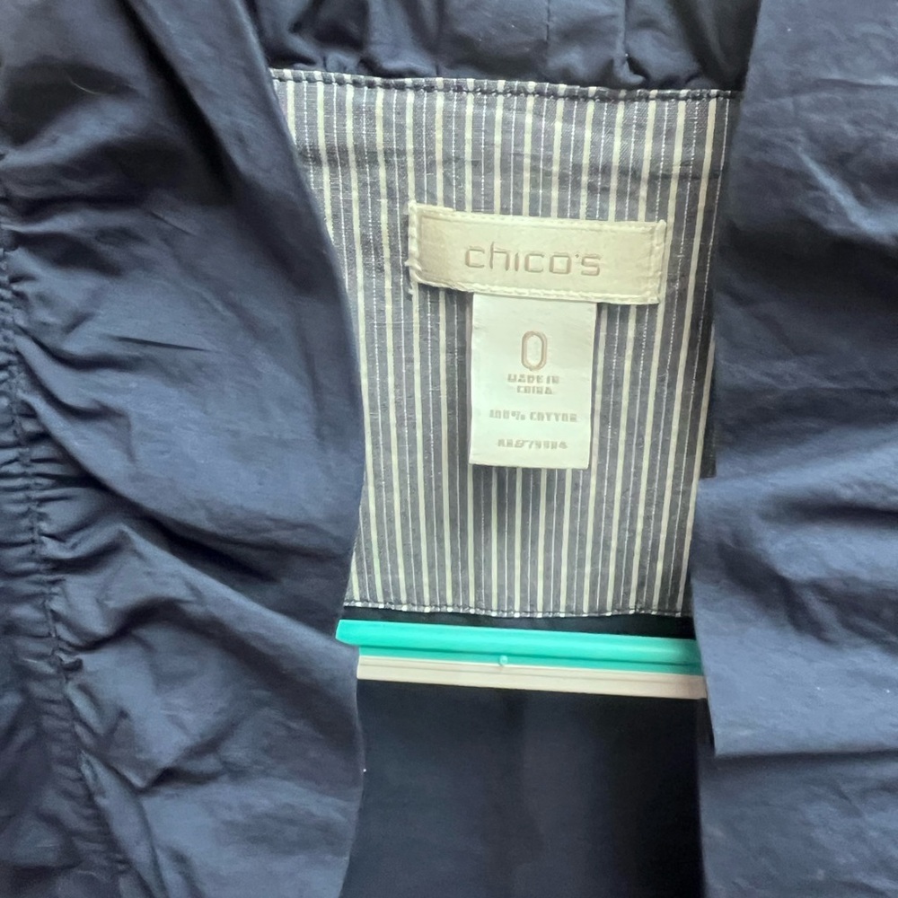 Chico's Navy Ruffle-Trim Utility Jacket - Picture 2 of 4